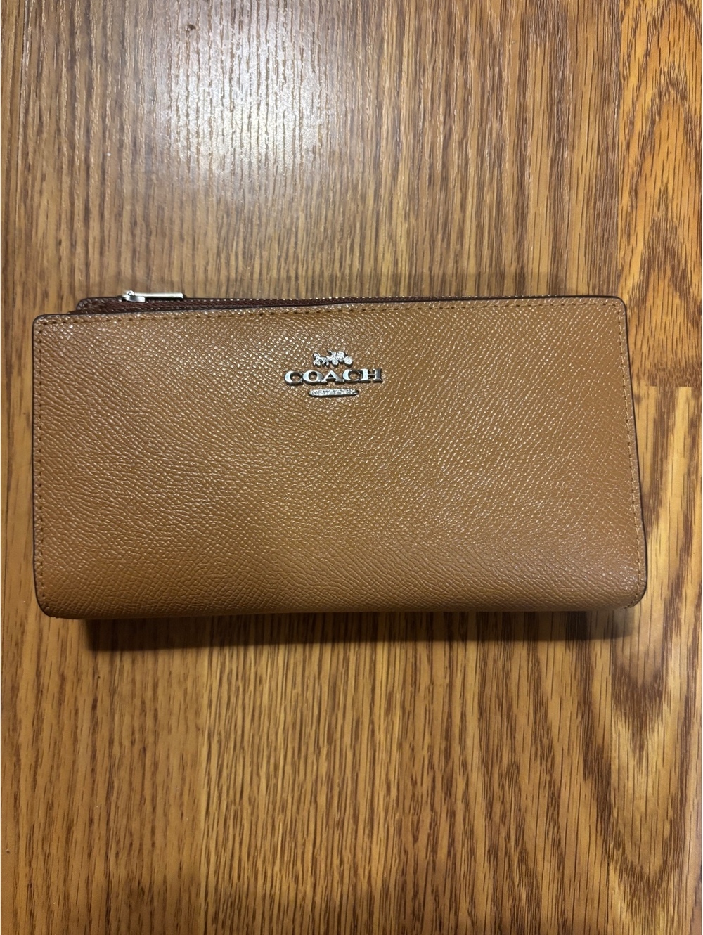 Coach light brown pebbled leather wallet